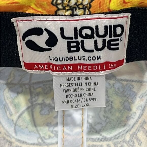 🔥🏀 Liquid Blue Grateful Dead Lithuania Skeleton Basketball Fitted Flex Fit Hat - Picture 8 of 8